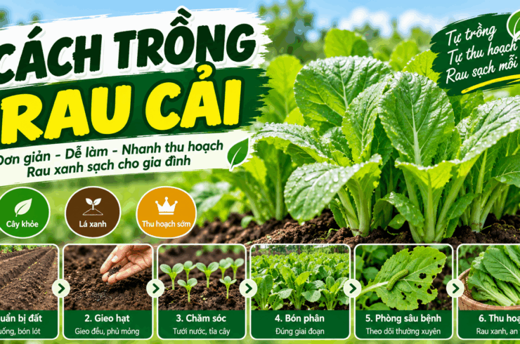 Cách trồng rau cải: Kỹ thuật gieo hạt, chăm sóc nhanh lớn, lá xanh và thu hoạch sớm