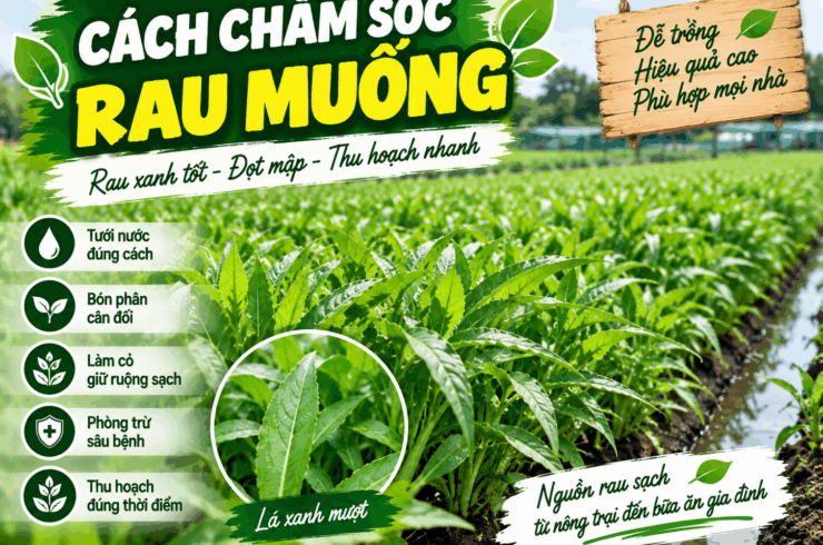 Cách chăm sóc rau muống: Tưới nước, bón phân và thu hoạch đúng cách