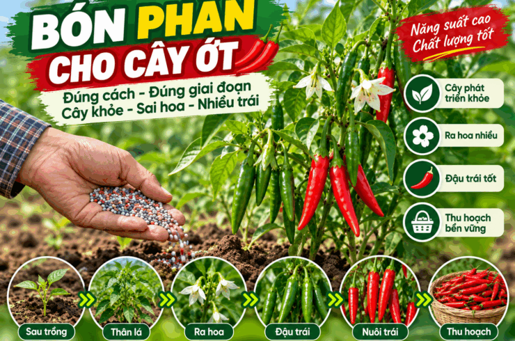 Bón phân cho cây ớt: Cách bón đúng từng giai đoạn để cây khỏe, sai hoa, nhiều trái 🌶️