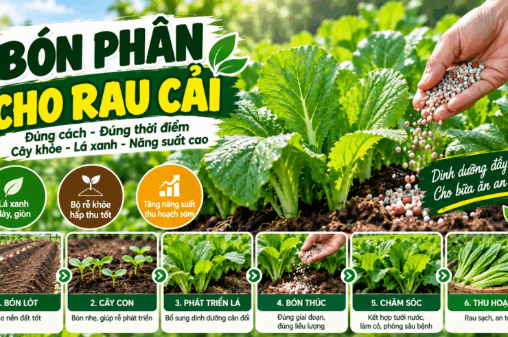Bón phân cho rau cải: Cách bón theo từng giai đoạn để cây xanh tốt, lá dày, nhanh thu hoạch