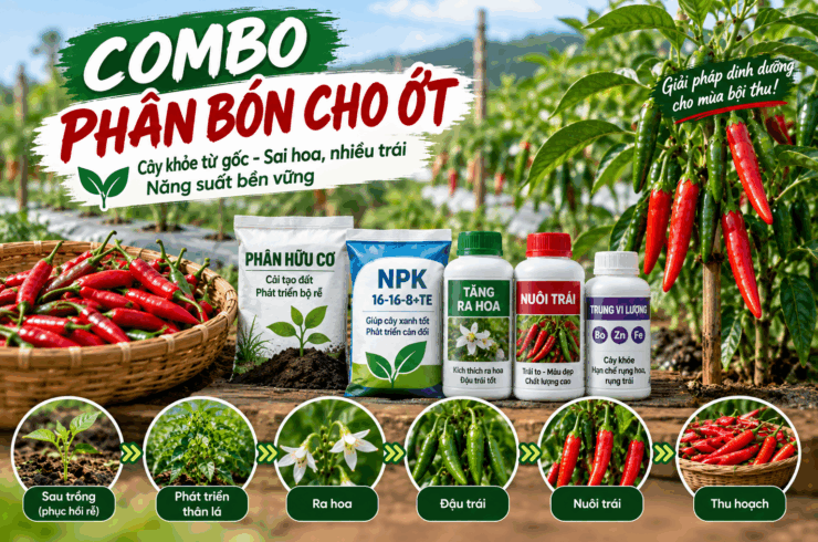 Combo phân bón cho ớt: Chuẩn bị gì cho cả vụ từ sau trồng đến thu hoạch?