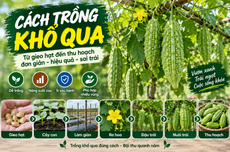 Cách trồng khổ qua: Kỹ thuật từ gieo hạt đến thu hoạch sai trái