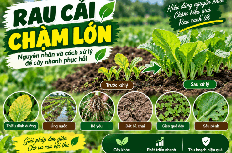 Rau cải chậm lớn: Nguyên nhân và cách xử lý để cây nhanh phục hồi