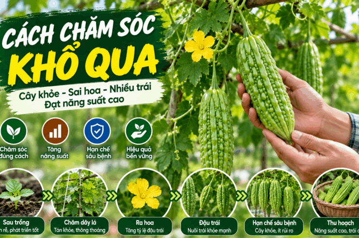 Cách chăm sóc khổ qua: Kỹ thuật chăm cây khỏe, sai hoa, nhiều trái