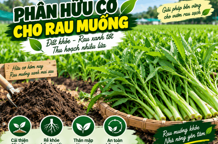 Phân hữu cơ cho rau muống: Cách bón đúng để rau xanh tốt, nhanh lên đọt