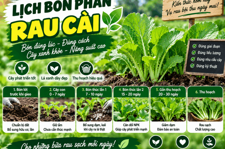 Lịch bón phân rau cải: Bón từng giai đoạn để cây xanh khỏe, nhanh lớn